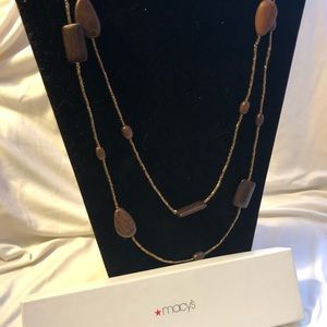 Multi layered brown bead and stone Macy’s necklace
